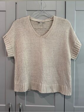 Martha Stewart Collection V-Neck Knit Sweater in Beige Size Medium